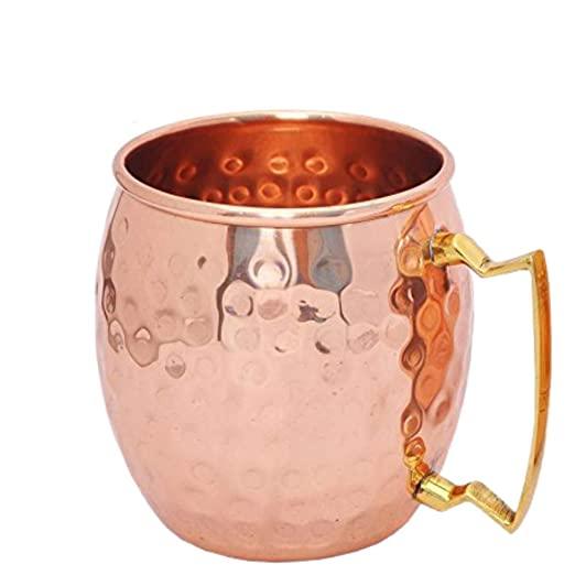 Treasure Hammered Copper Mug Designer Copper Beer Mug Hammered Copper Coffee Mug Brass Handle Copper Mug Copper Mugs for Water - TREASURE EXPORTS