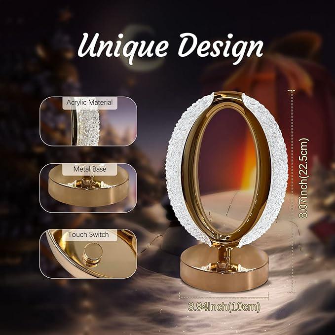 Treasure Touch Control Crystal Table Desk Lamp, 3-Way Dimmable Light, USB Rechargeable Crystal Diamond Table Lamp, Exquisite Night Stand Light Lamp Beside Lamp for Bedroom Living Room - TREASURE EXPORTS