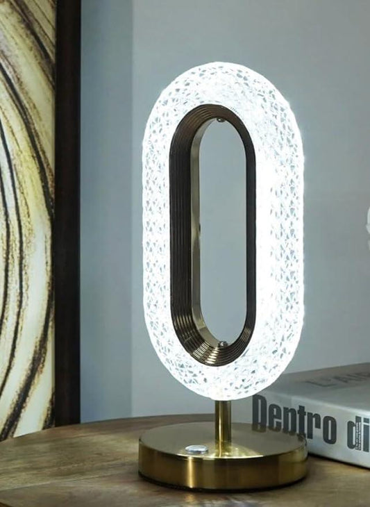 Treasure USB Rechargeable Crystal Table Lamp Oval Shaped - Decorative Crystal 3 Colors Changing Led Crystal Bedside Modern Lamp for Home,Bedroom,Party Dinner Decor - TREASURE EXPORTS