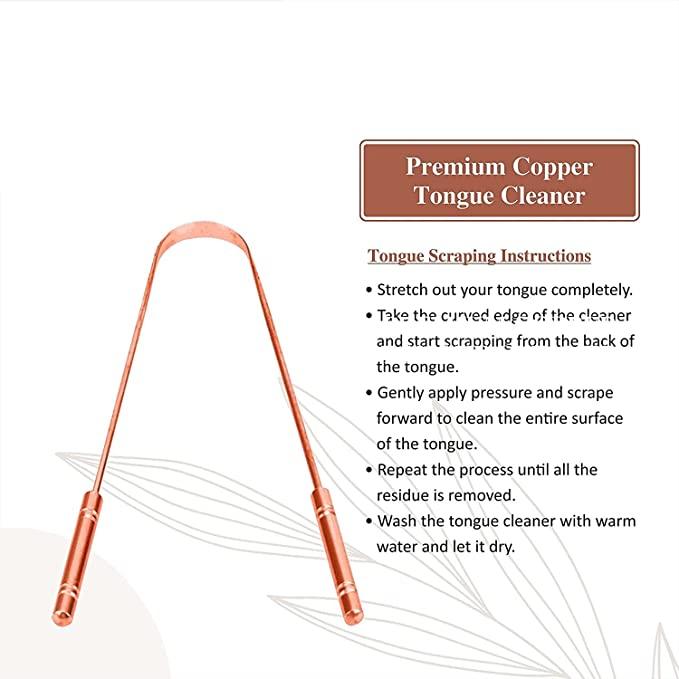 Treasure Premium Pure Copper Tongue Cleaner | Tongue Scraper for Adults and kids | 100% Pure Copper | Naturally Antibacterial | Cleans debris and gunk from tongue - TREASURE EXPORTS