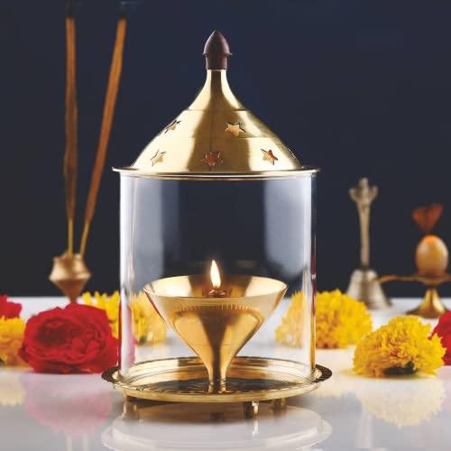 Treasure exports Brass Lamp Akhand Puja Diya 7 Inch(Large) - TREASURE EXPORTS