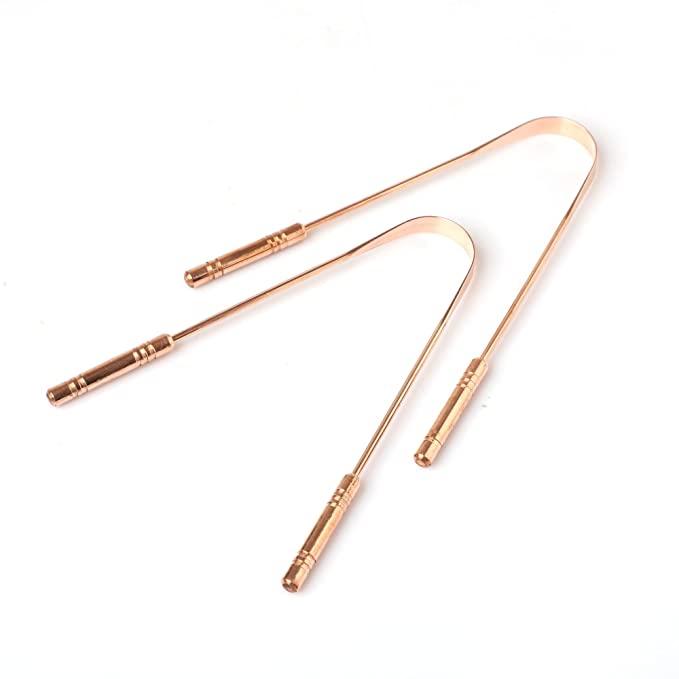 Treasure Premium Pure Copper Tongue Cleaner | Tongue Scraper for Adults and kids | 100% Pure Copper | Naturally Antibacterial | Cleans debris and gunk from tongue - TREASURE EXPORTS