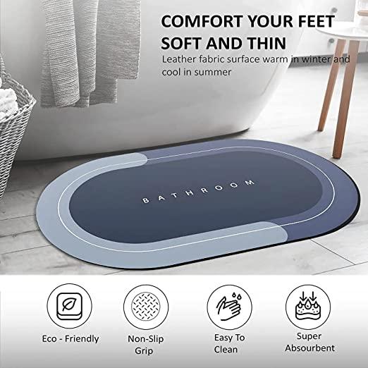 1pc Quick-drying Bathroom Or Kitchen Silicone Diatom Mud Water Absorbent  Soft Mat, With Anti-slip Rubber Bottom, For Household Use