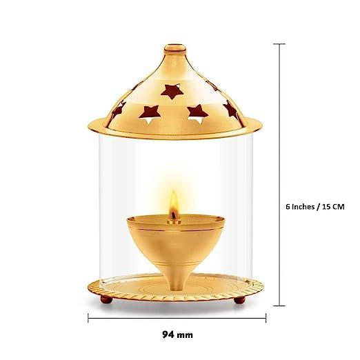 Treasure exports Brass Lamp Akhand Puja Diya 7 Inch(Large) - TREASURE EXPORTS