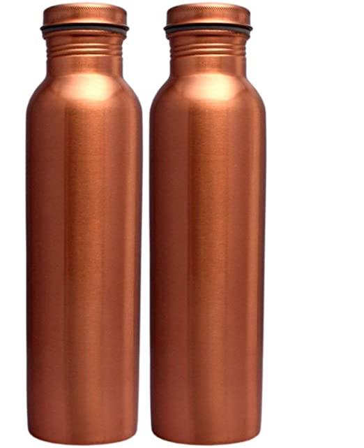 Treasure Plain Copper Bottle No Joint and Leak Proof Ayurvedic Health Benefits Copper Water Bottle for Yoga - TREASURE EXPORTS