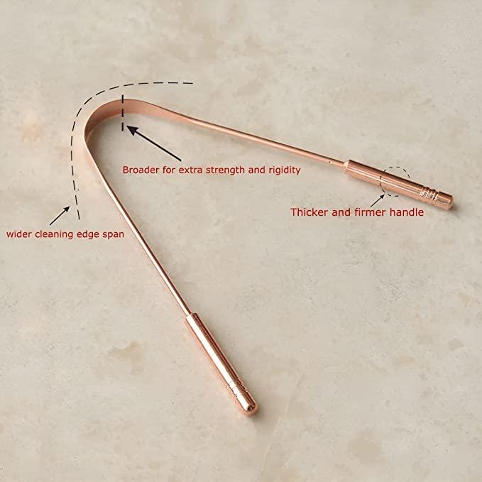 Treasure Premium Pure Copper Tongue Cleaner | Tongue Scraper for Adults and kids | 100% Pure Copper | Naturally Antibacterial | Cleans debris and gunk from tongue - TREASURE EXPORTS