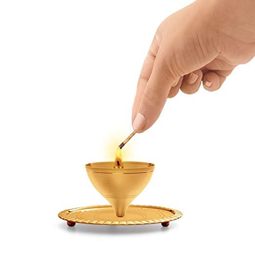 Treasure exports Brass Lamp Akhand Puja Diya 7 Inch(Large) - TREASURE EXPORTS